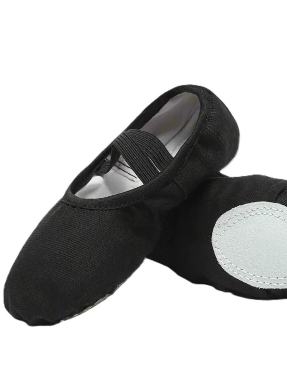 Danzcue Ballet Flats Shoes Girls Soft Canvas/PU Leather Dance Slippers Non-Slip